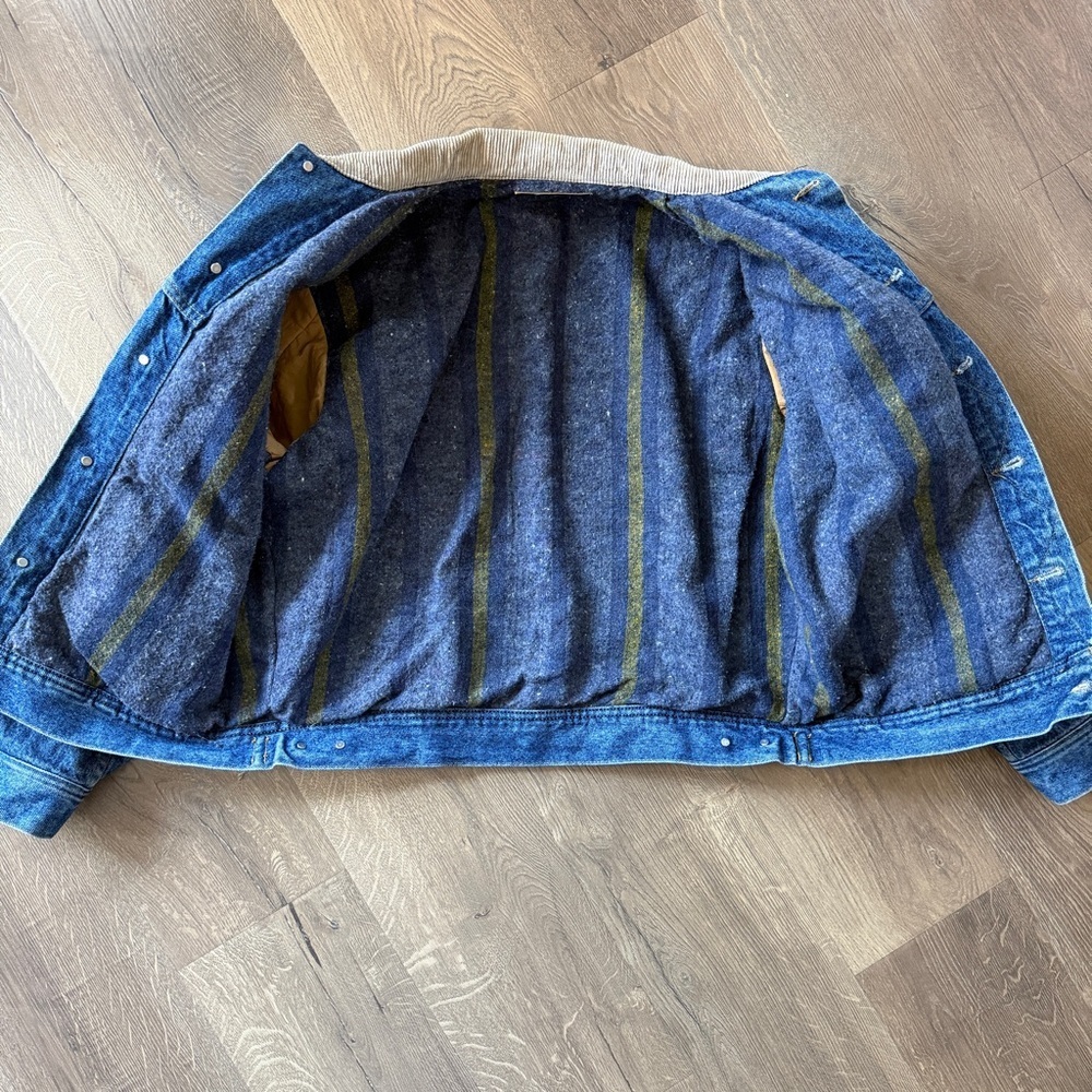 Riders by Lee Blue Denim Jacket with Tan Corduroy Collar size Large - Picture 11 of 14